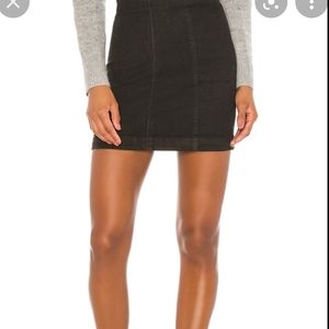 Free People Black Denim Mini Skirt, 0